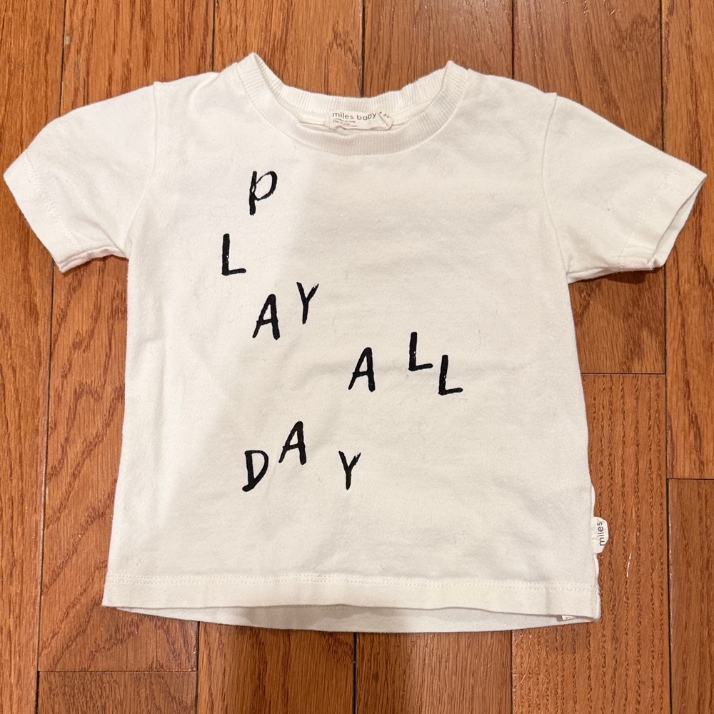 White Kids Short Sleeve Tee with Playful Print
